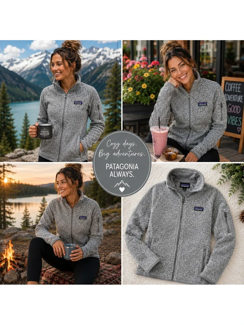Patagonia Better Sweater Full Zip Fleece Jacket Women's Medium Gray Hiking